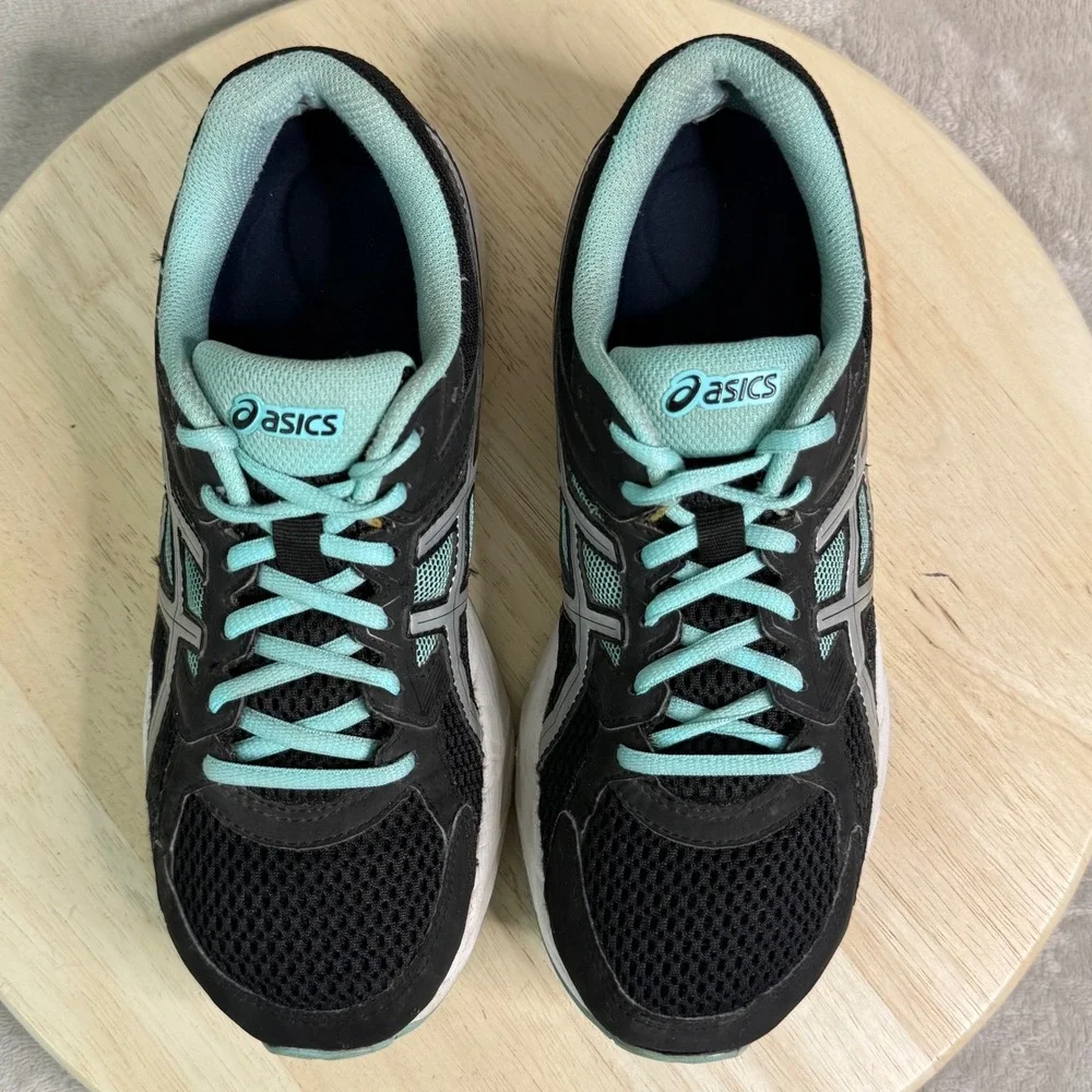 Asics Gel-Contend 3 Womens Running Shoes Black Aqua‎ Silver T5F9N Size 8.5